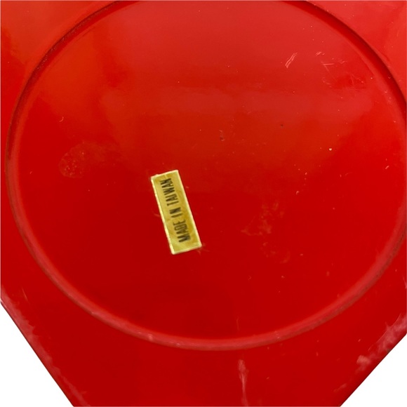 Vintage Heart Shaped Nesting Box Set Red Floral Midcentury 3 Boxes Mid Century - Picture 7 of 8